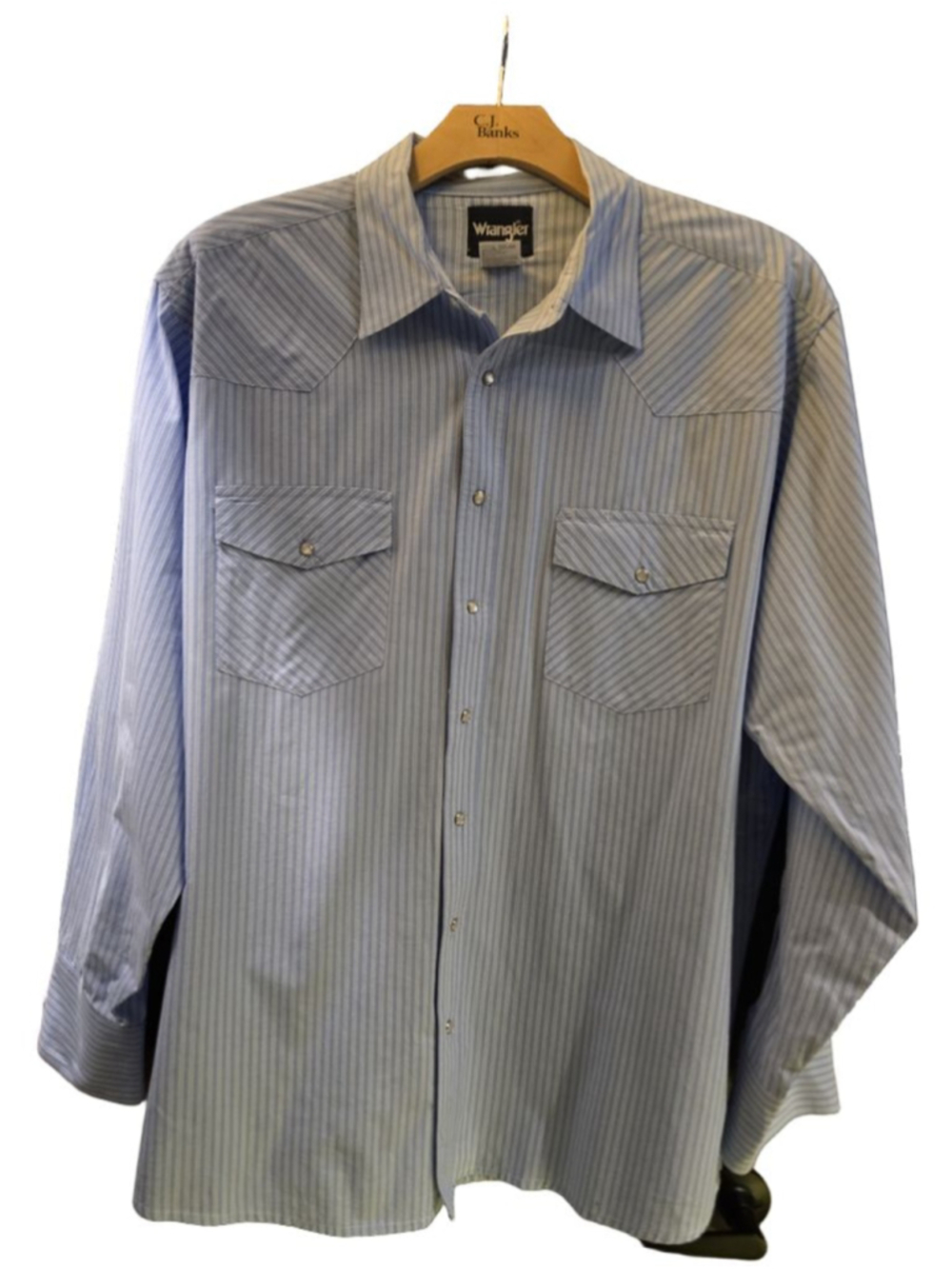 Men's Wrangler Western Shirt Blue/White Stripe Size 2XLT